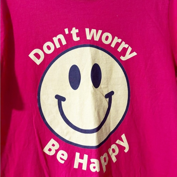 Happy face t-shirt red color cotton unisex - Picture 2 of 3